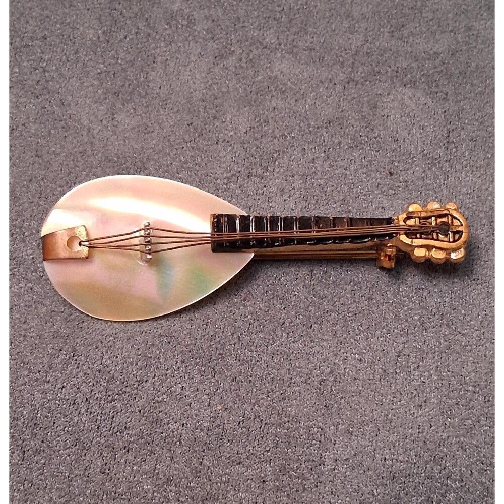 Vintage Mandolin Brooch Mother of Pearl